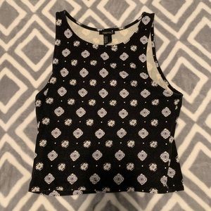 FOREVER21 Black Patterned Crop Top